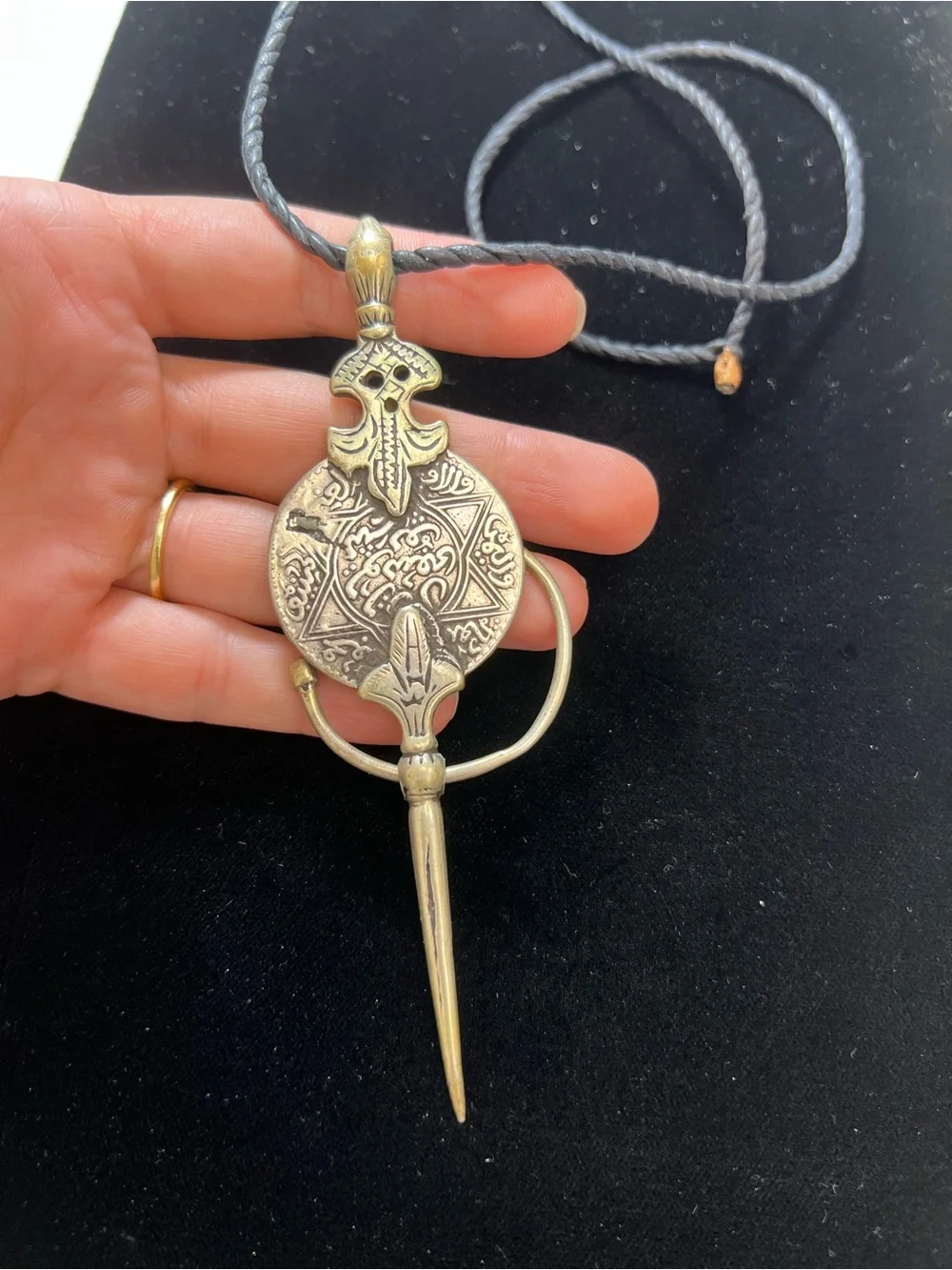Antique Moroccan Berber coin fibula (tizerzai or khlel), a traditional cloak pin